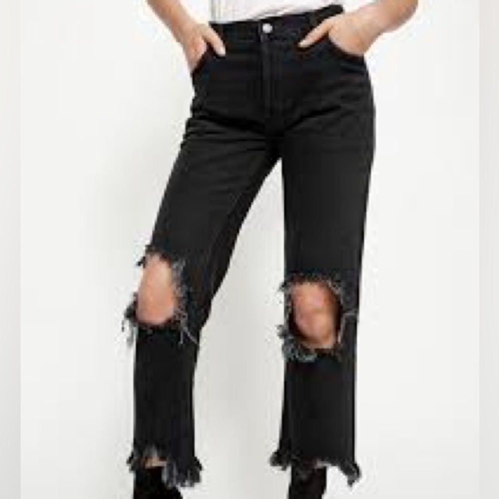 Free People Distressed Maggie Straight Cropped Jeans Women's size 28 mid rise